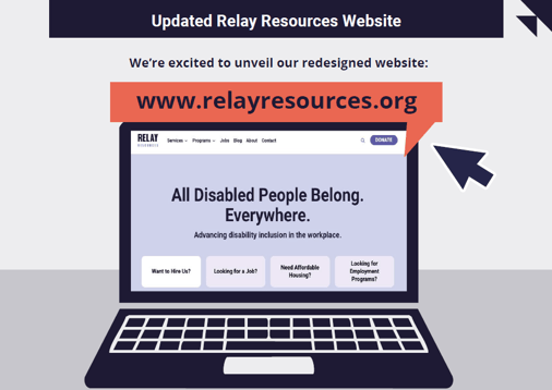 Graphic announcing Relay's website redesign